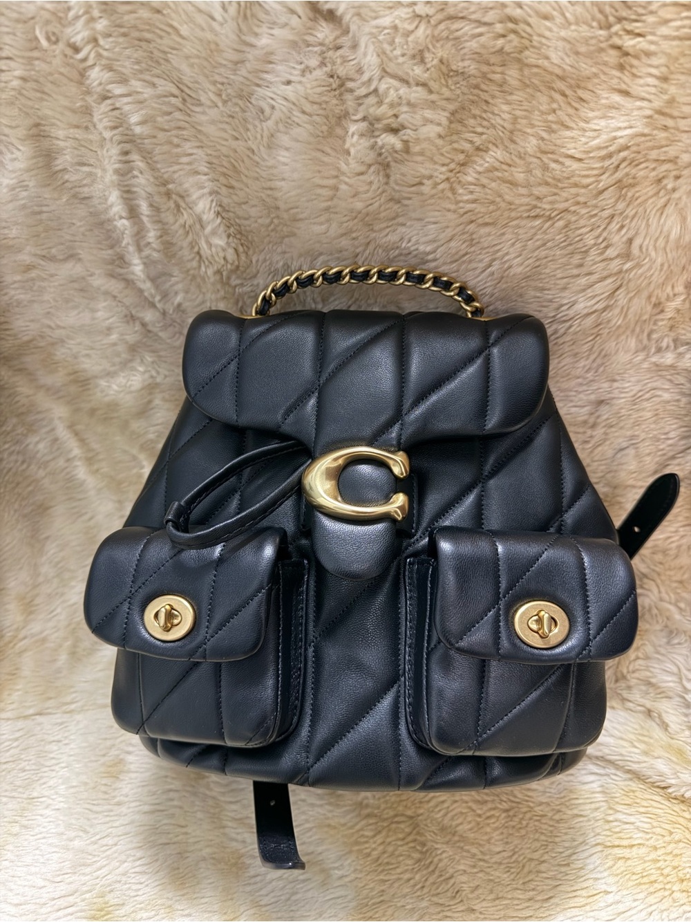 Coach Black Quilted Leather Tabby backpack